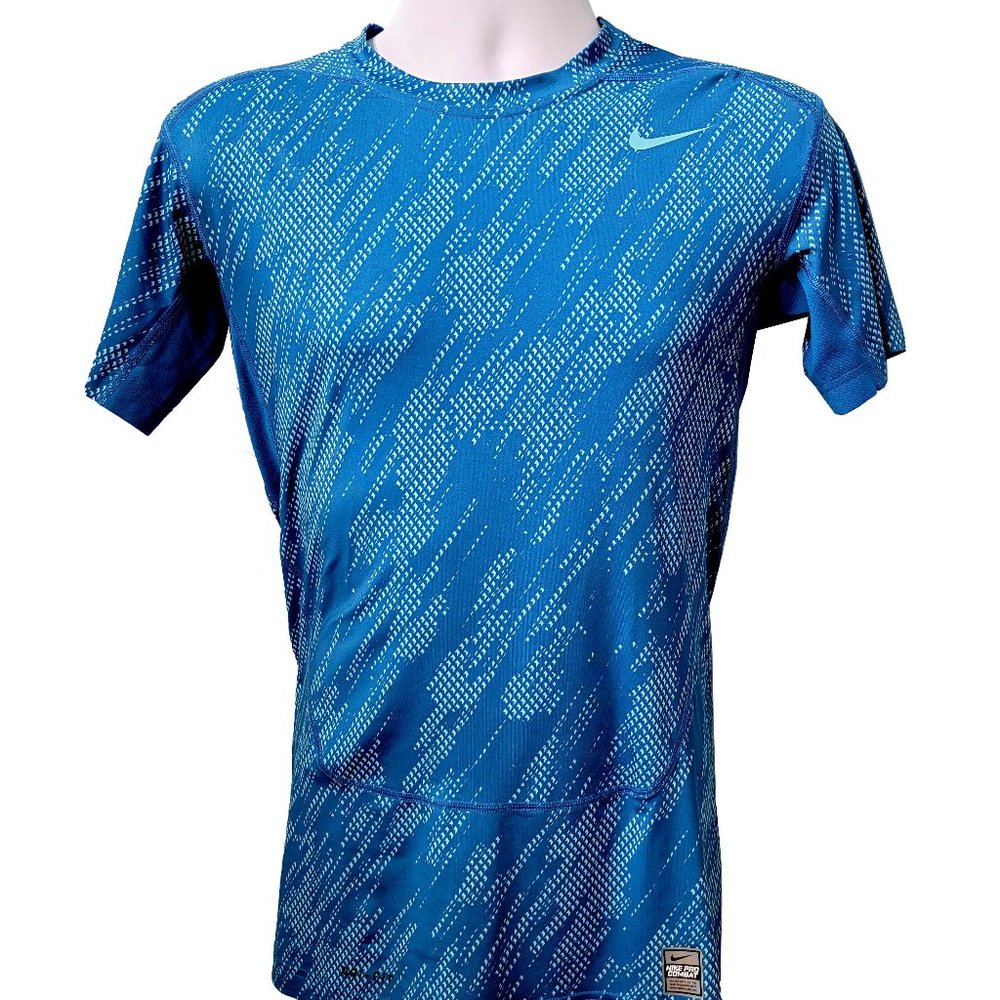 Nike Pro Combat Men's  Teal Blue Printed Supernatural Core Compression Shirt